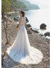 Sheer Boho Beach Beaded Lace Tulle Summer Airy Wedding Dress